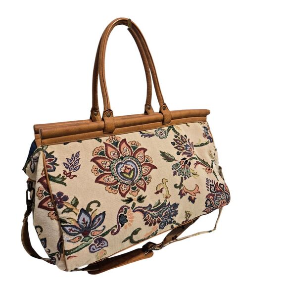 Boho Floral Tapestry Duffle Carpet Bag Travel Tote Carry-on Shoulder Strap Retro - Picture 1 of 15